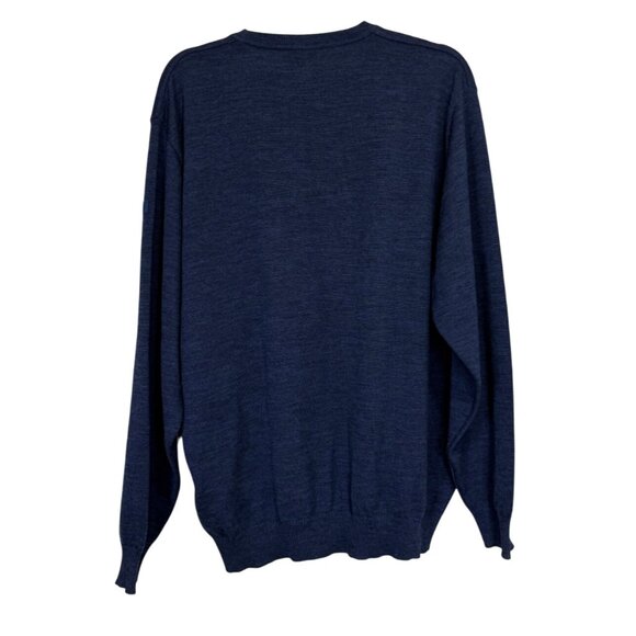 Marz Sweater Pure New Wool Navy Blue Knit Long Sleeve Mens Size 54 / US 44 - Picture 2 of 5